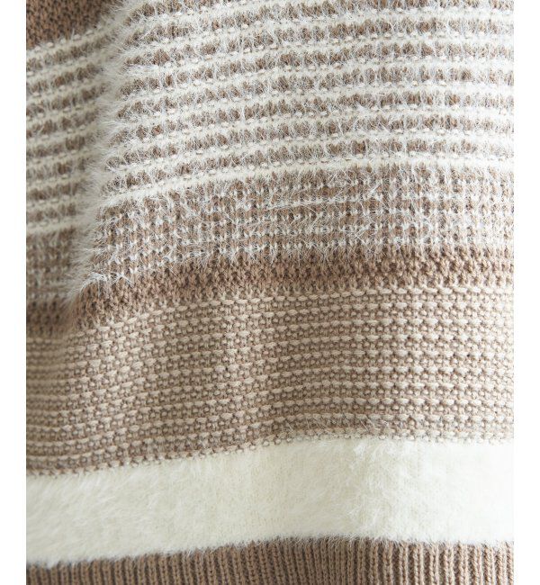 ikka「フェザー切り替えボーダーニットプルオーバー」|プルオーバー|