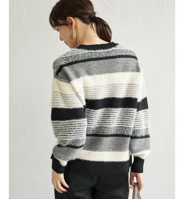 ikka「フェザー切り替えボーダーニットプルオーバー」|プルオーバー|