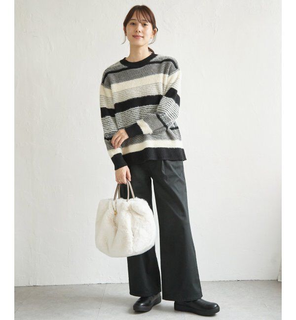 ikka「フェザー切り替えボーダーニットプルオーバー」|プルオーバー|