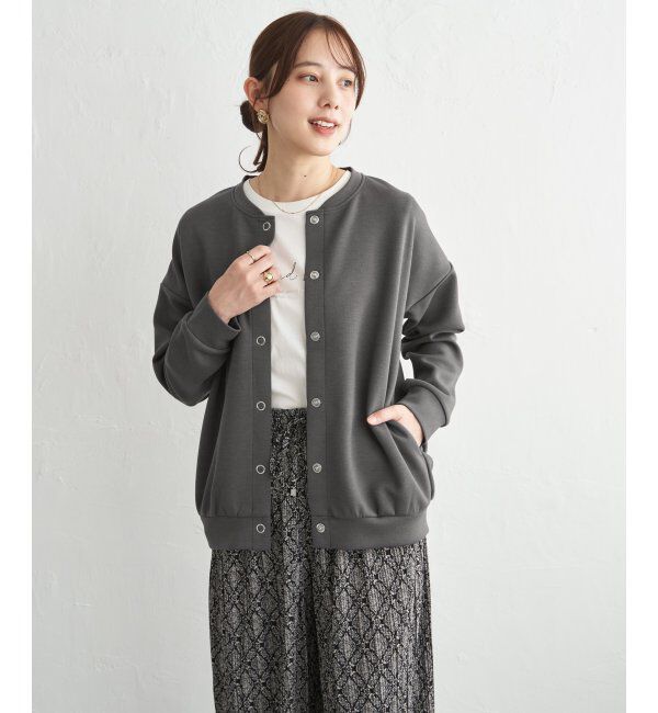 ikka「【洗濯機で洗える】ダンボールニットノーカラーカーディガン」|カーディガン|