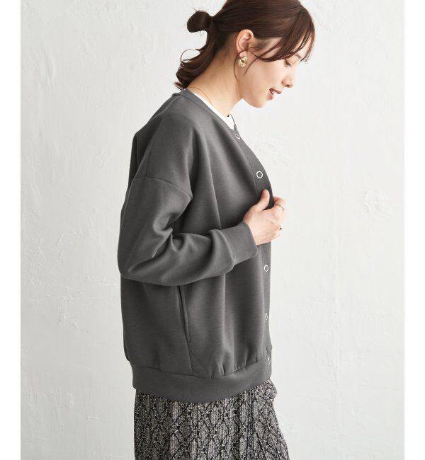 ikka「【洗濯機で洗える】ダンボールニットノーカラーカーディガン」|カーディガン|