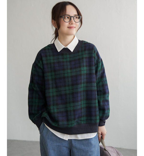 Lbc with Life「チェック切り替えリブプルオーバー」|その他|グリーン