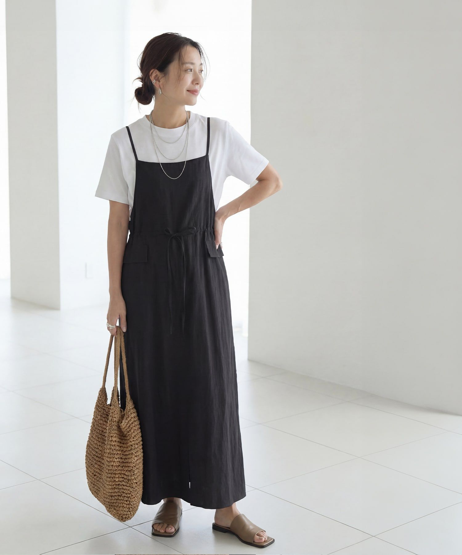 STYLE DELI「ソリッドジャンパースカート」|ジャンパースカート|ブラック