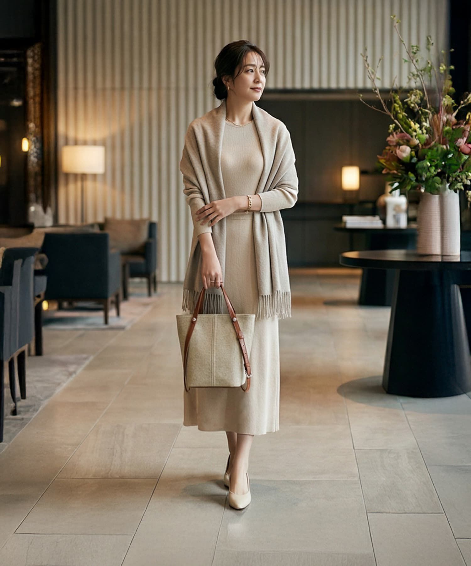 STYLE DELI「【DELI by】縦ラインキャンバス&times;リアルレザーバケットトート」|ショルダー・メッセンジャー|