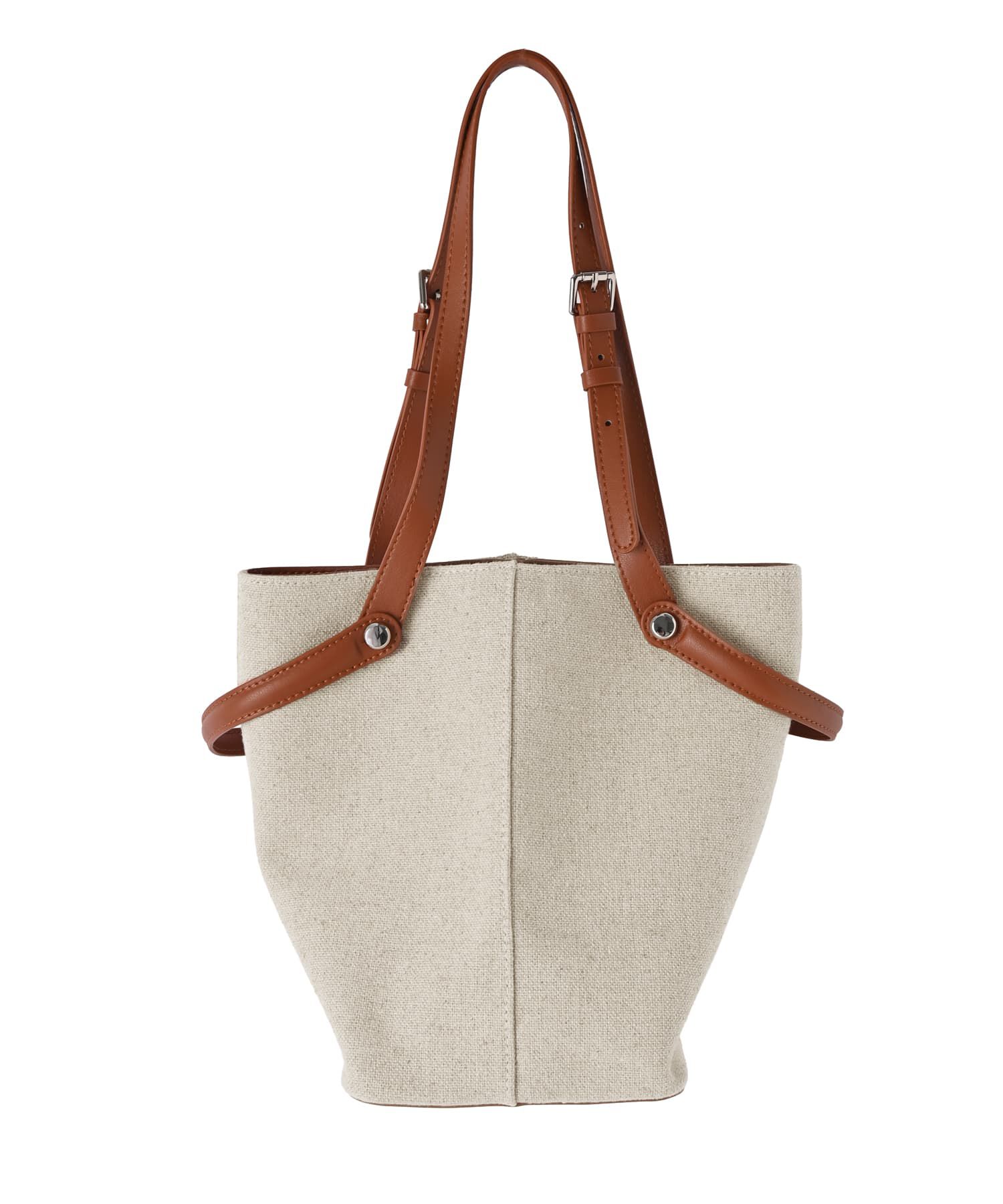 STYLE DELI「【DELI by】縦ラインキャンバス&times;リアルレザーバケットトート」|ショルダー・メッセンジャー|