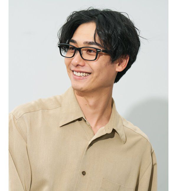  「ウェリントン型 メガネ | レザー調 ラバーテンプル ズレ落ち防止 メンズ ビジネス レンズ交換券付」|メガネ|