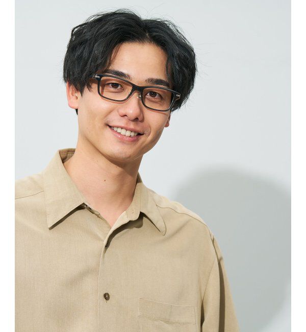  「ウェリントン型 メガネ | レザー調 ラバーテンプル ズレ落ち防止 メンズ ビジネス レンズ交換券付」|メガネ|