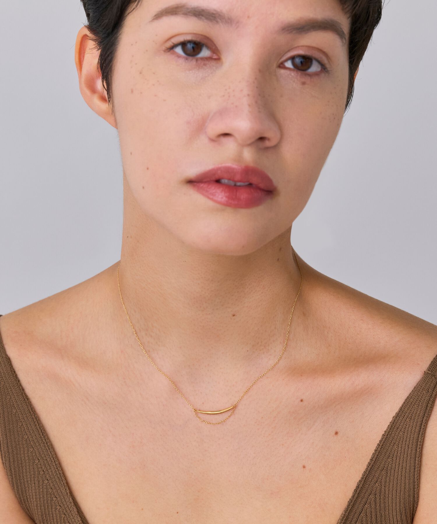 JUPITER「【SV】アーチラインムーンネックレス/金属アレルギー対応<全長約40cm(調整37cm)>」|ネックレス|