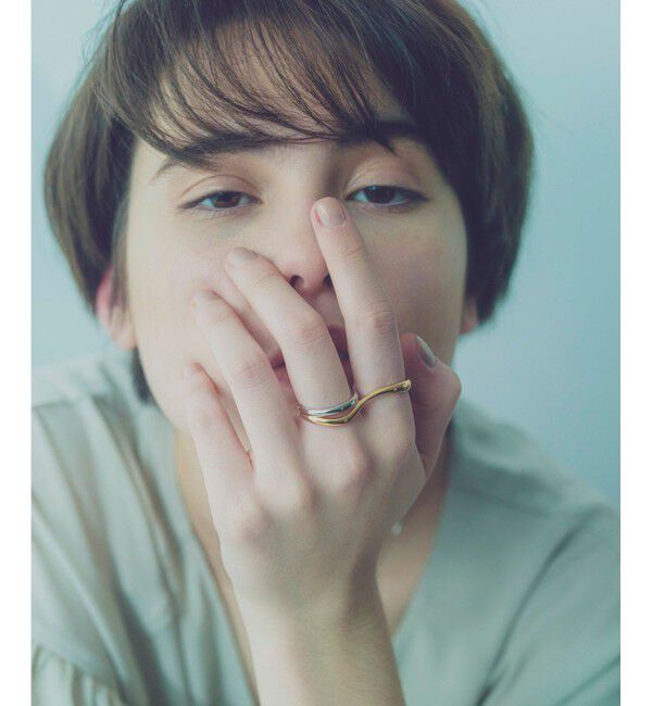 ete「バイカラー ダブルリングカフ」|リング|