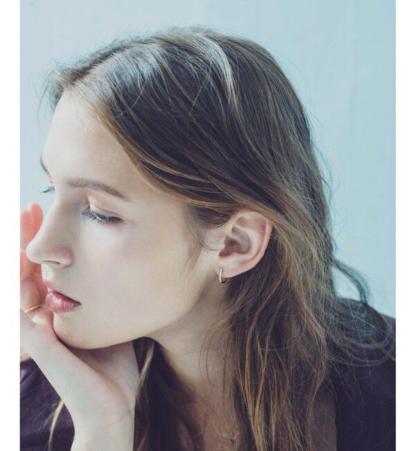 ete「K18YG ダイヤモンド フープ ピアス」|ピアス|