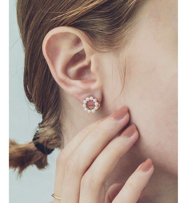 ete「サークル パール ループイヤリング」|イヤリング|