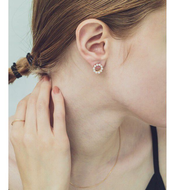 ete「サークル パール ループイヤリング」|イヤリング|