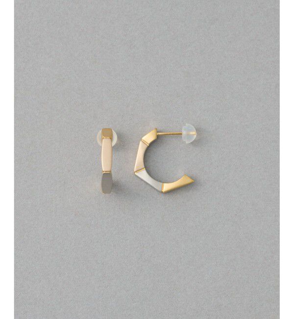 ete「[トリカラー] ボクシー フープピアス」|ピアス|ゴールド系その他