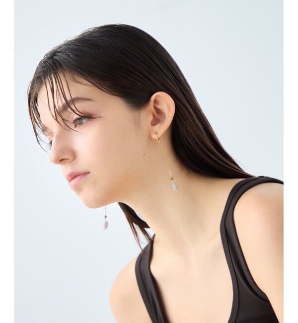 ete「ナチュラルストーン チューブカット イヤリング」|イヤリング|