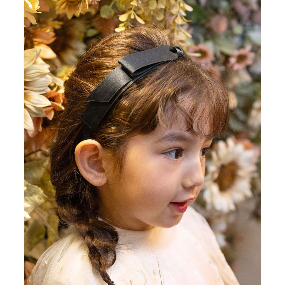 BACKYARD FAMILY「Rora カチューシャ キッズ 通販 サテンノット 髪飾り 髪留め 髪どめ ヘアアクセサリー」|その他|ブラック1