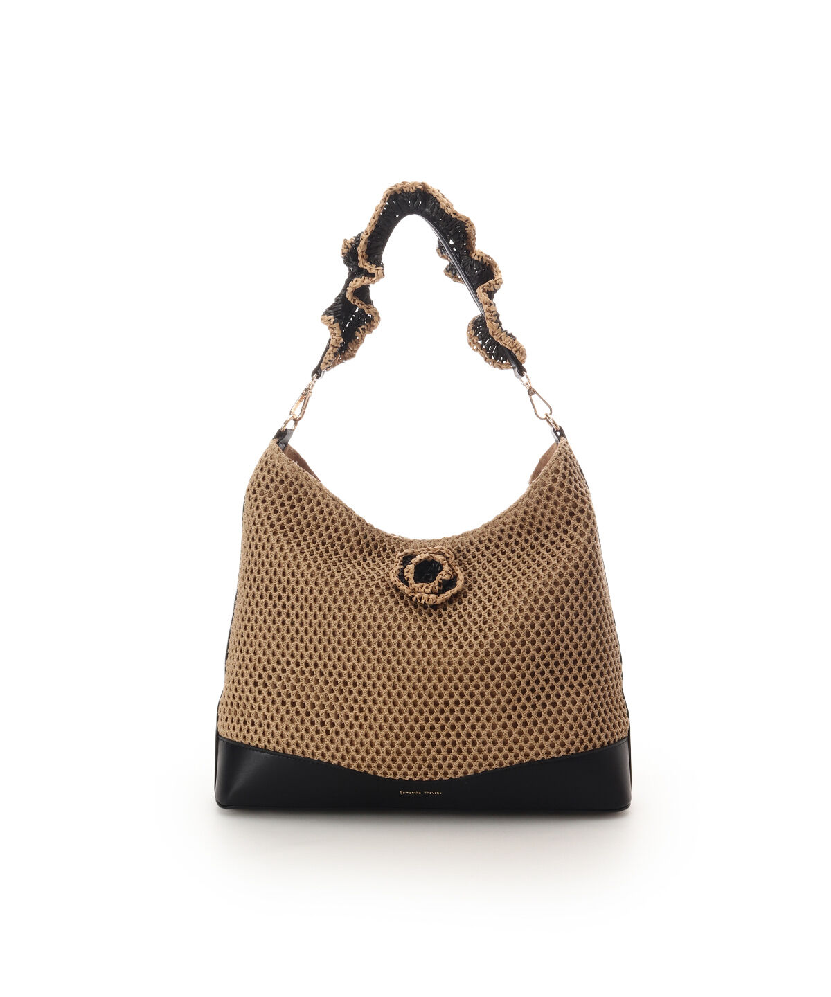 Samantha Thavasa「ワンポイントフラワーモチーフ フリルバッグ」|ハンドバッグ|ブラック