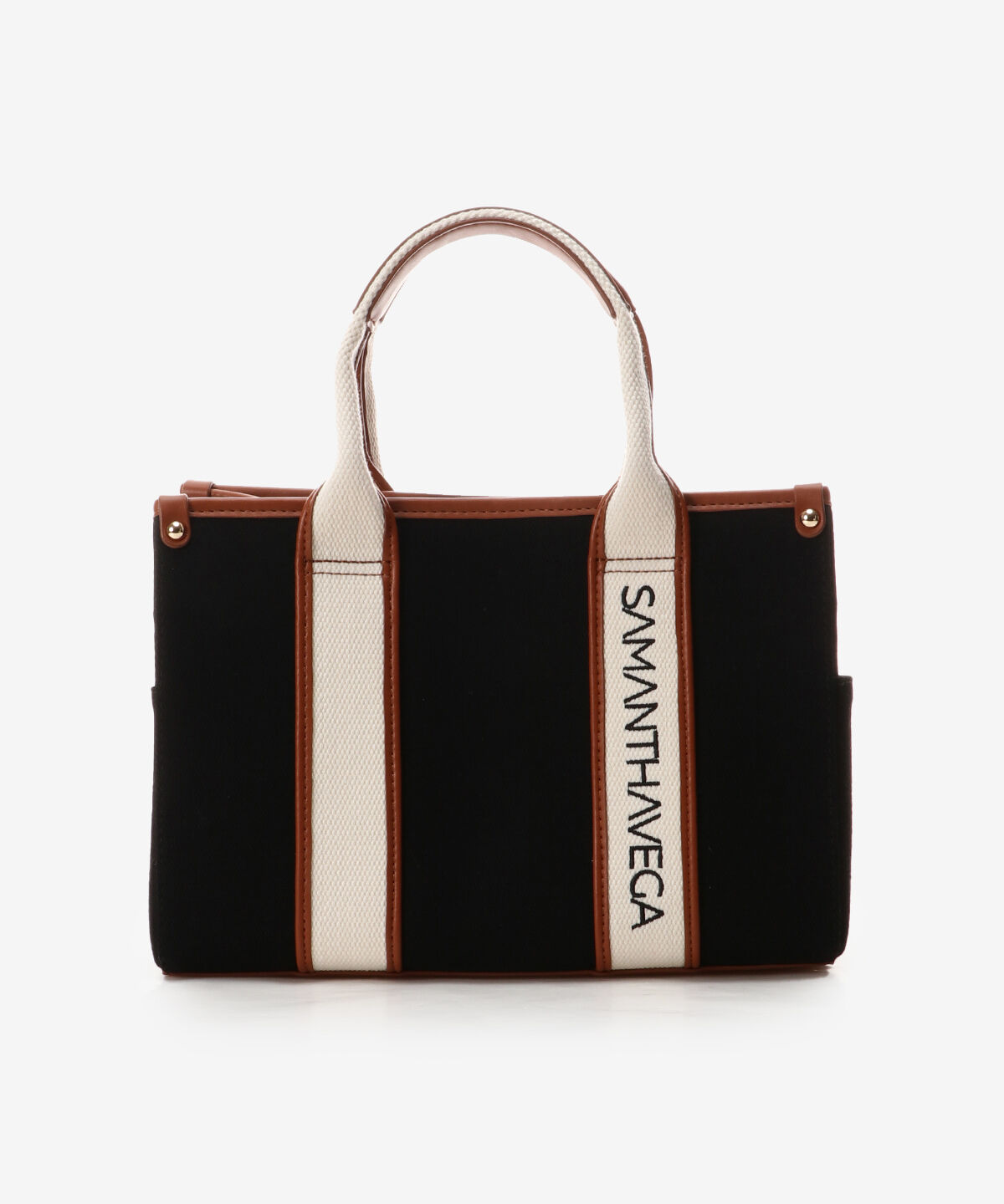 Samantha Vega「ロゴテープキャンバスハンドバッグ（小）」|ハンドバッグ|ブラック