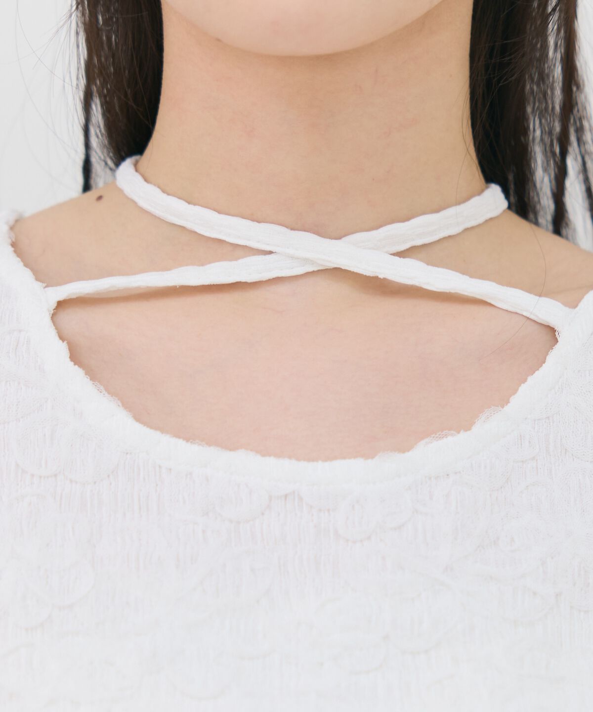 REDYAZEL「3DフラワーレースコンパクトTシャツ」|Tシャツ・カットソー|