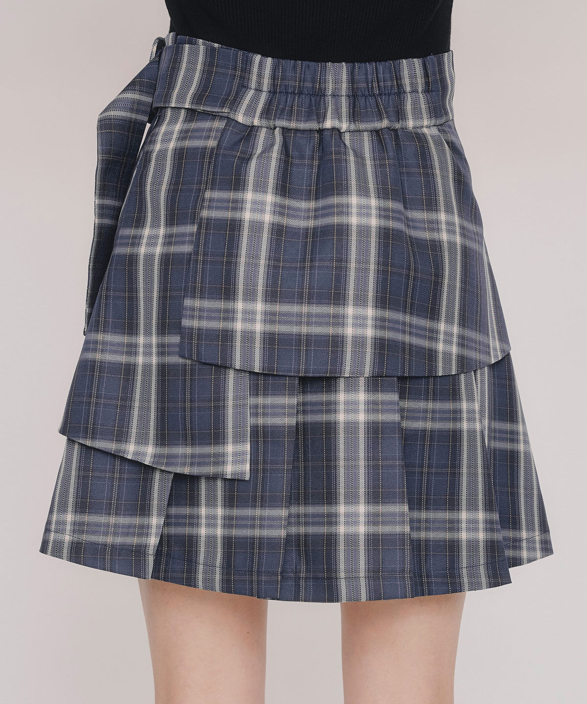 REDYAZEL「レイヤードライクチェックプリーツミニスカート」|フレア|