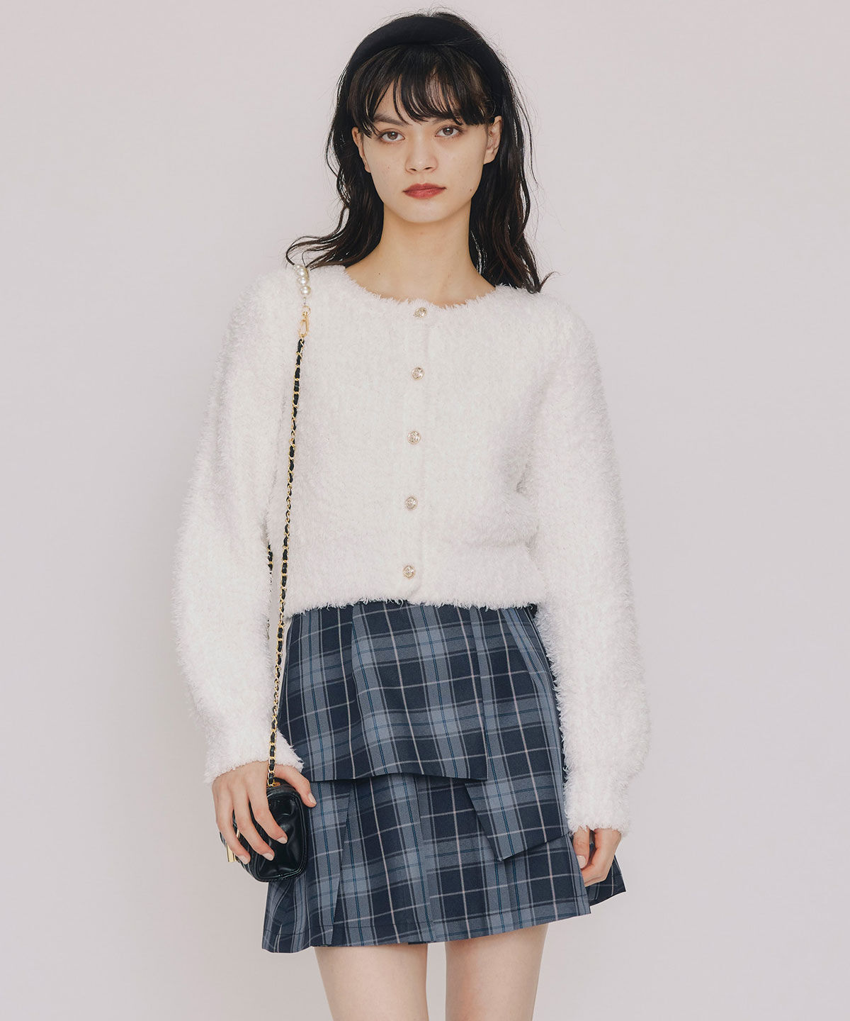 REDYAZEL「レイヤードライクチェックプリーツミニスカート」|フレア|