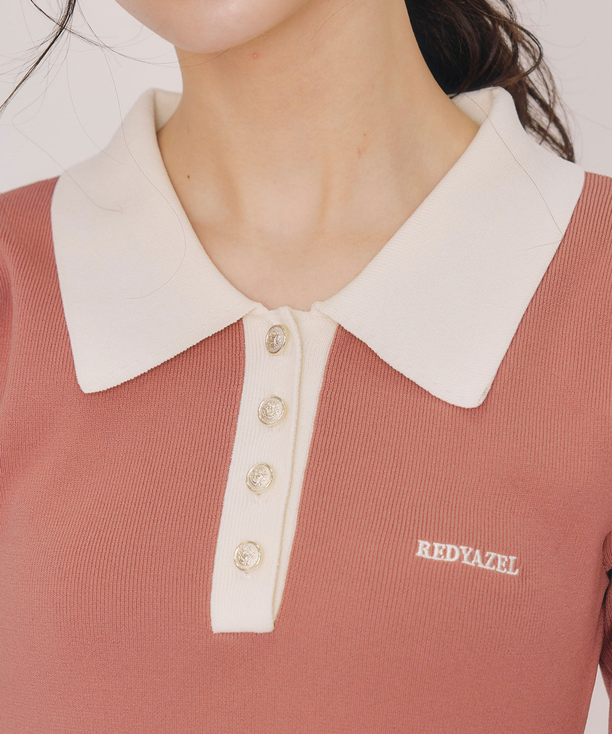 REDYAZEL「バイカラーポロニットミニワンピース」|ワンピース|