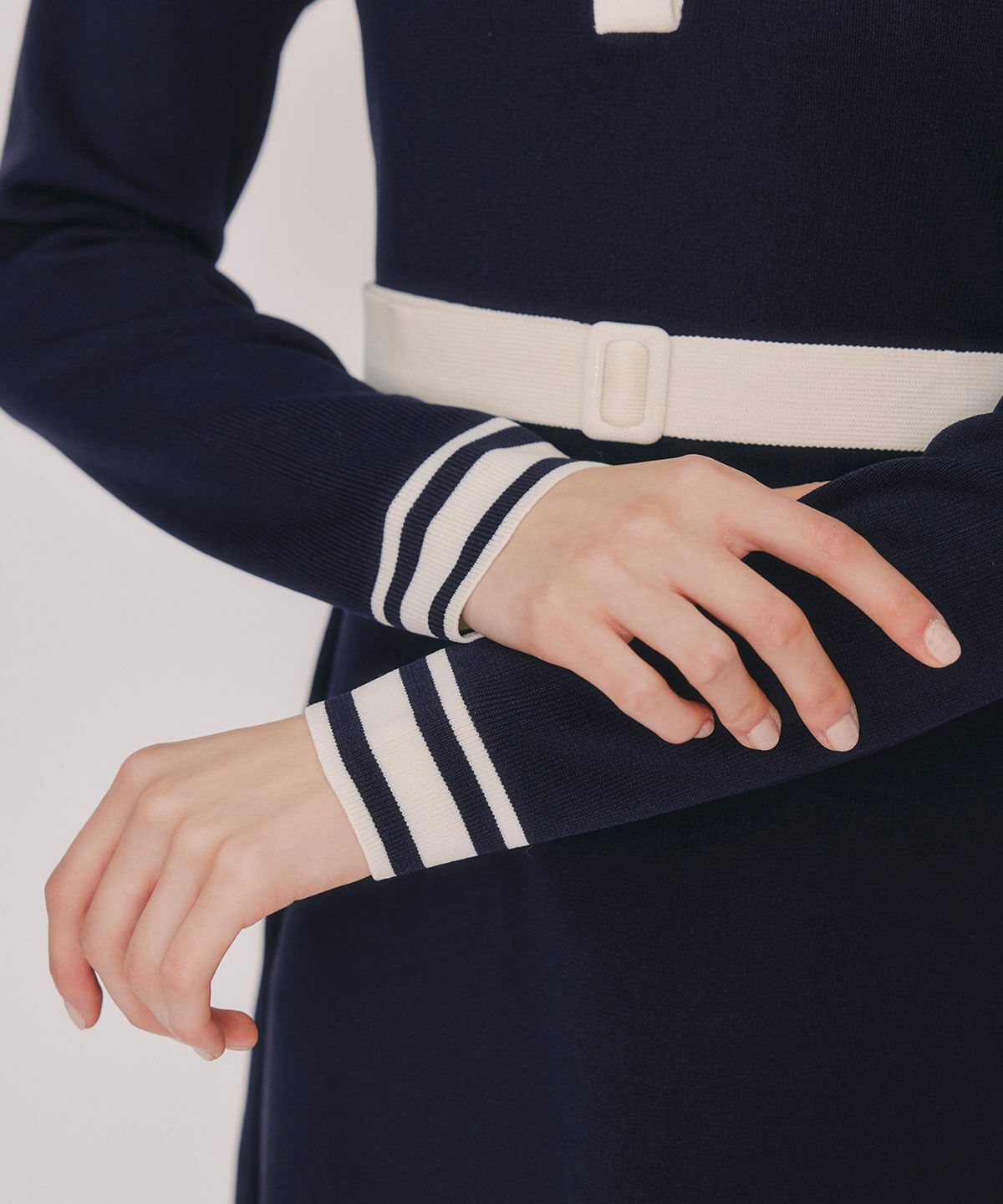 REDYAZEL「バイカラーポロニットミニワンピース」|ワンピース|