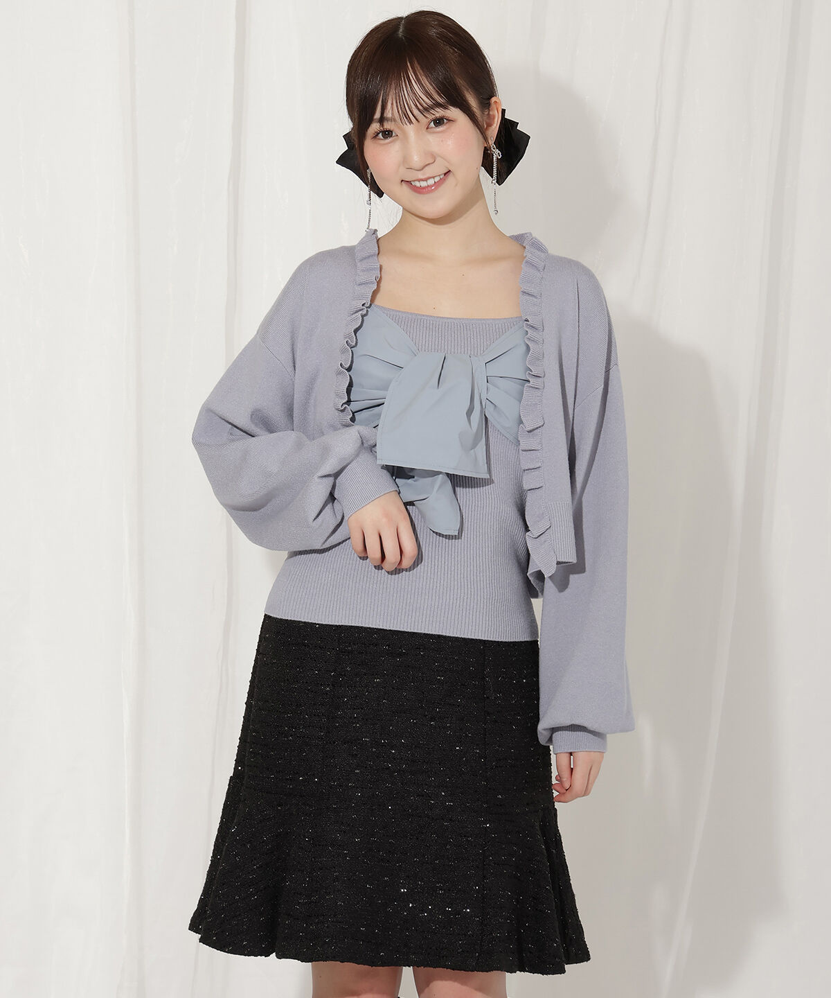 WILLSELECTION「フリルカーディガン&times;リボンキャミセット」|カーディガン|