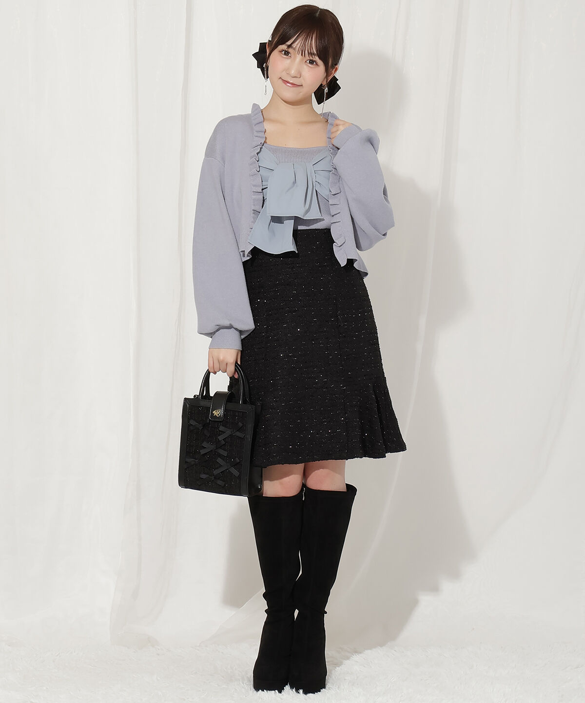 WILLSELECTION「フリルカーディガン&times;リボンキャミセット」|カーディガン|