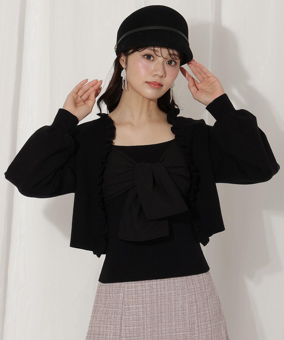 WILLSELECTION「フリルカーディガン&times;リボンキャミセット」|カーディガン|