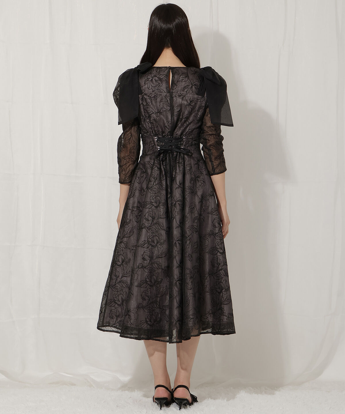 WILLSELECTION「フラワー刺繍肩リボンドレス」|ドレス|