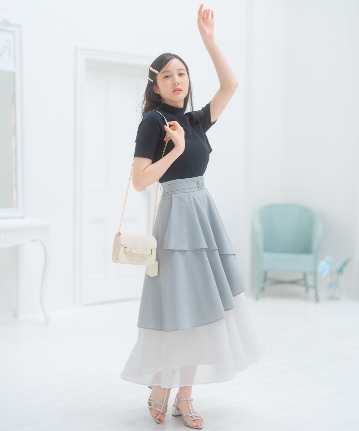 WILLSELECTION「ベルト付きアシメレイヤードスカート」|フレア|