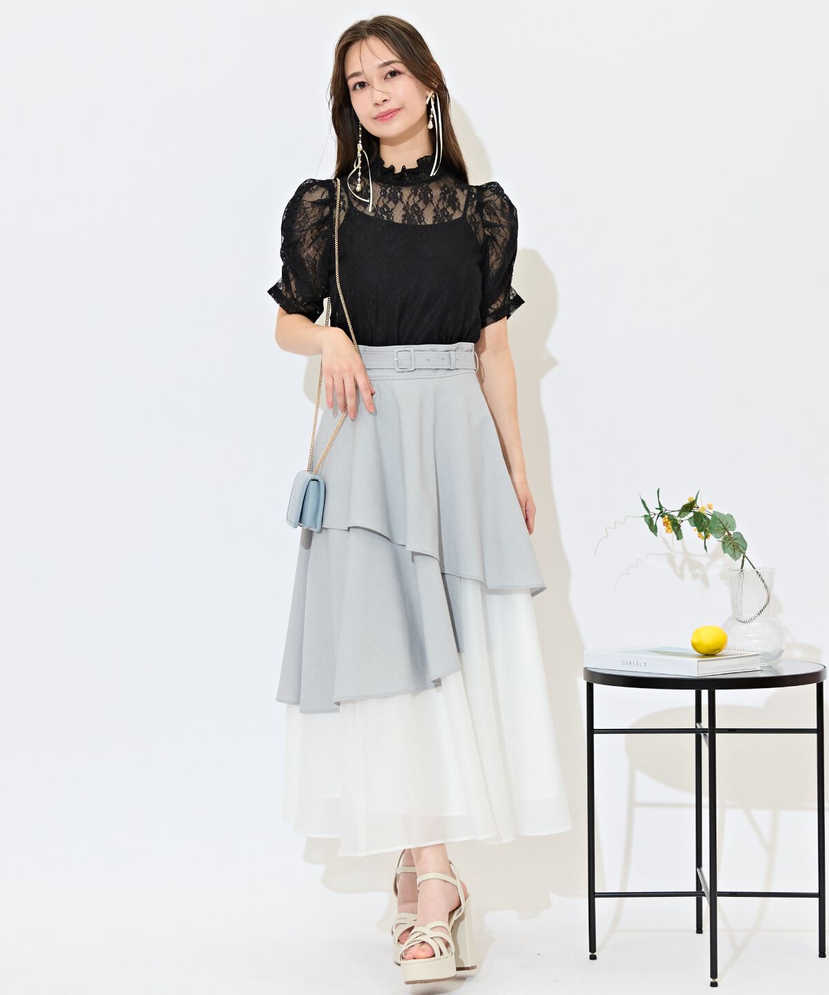 WILLSELECTION「ベルト付きアシメレイヤードスカート」|フレア|