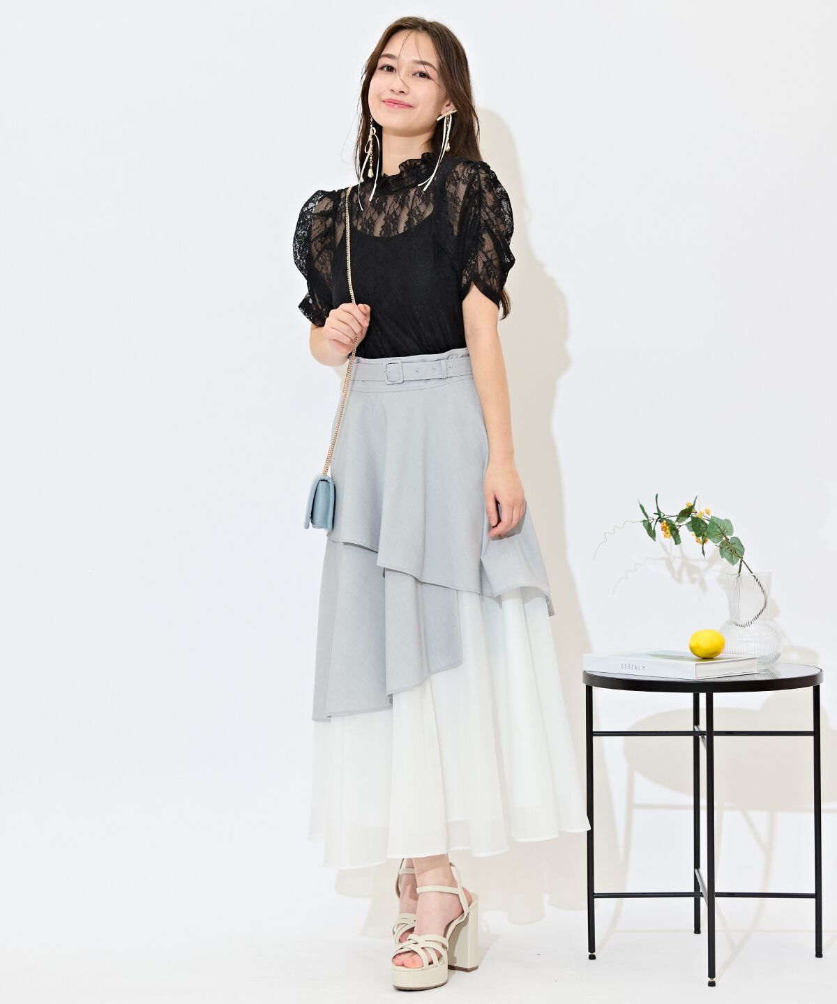 WILLSELECTION「ベルト付きアシメレイヤードスカート」|フレア|