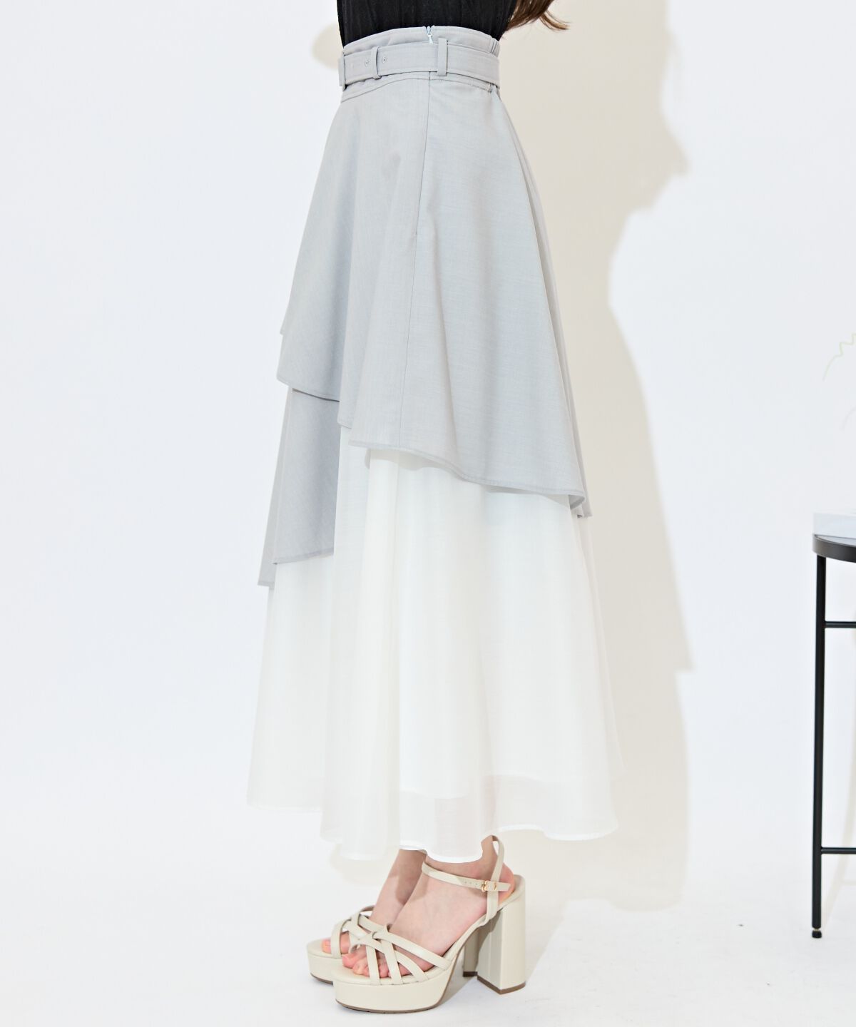 WILLSELECTION「ベルト付きアシメレイヤードスカート」|フレア|
