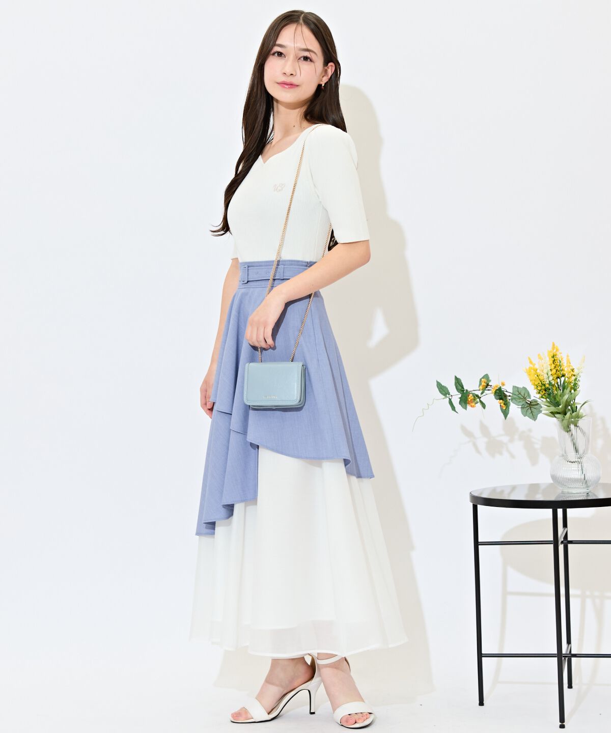 WILLSELECTION「ベルト付きアシメレイヤードスカート」|フレア|