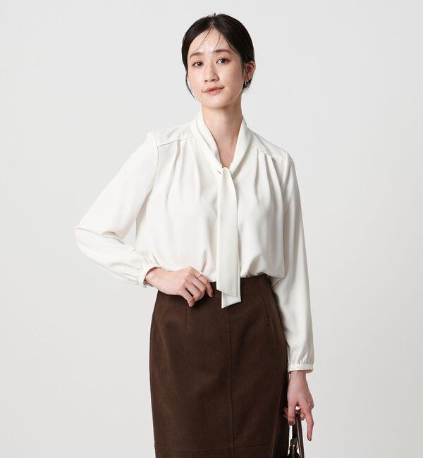 UNITED ARROWS「ボウタイ ロングスリーブ ブラウス‐ウォッシャブル‐」|シャツ・ブラウス|OFF WHITE