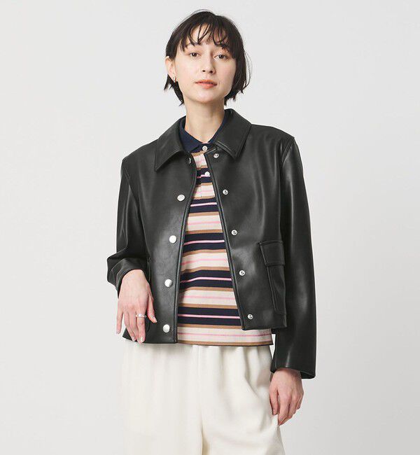 UNITED ARROWS「レザーライク ショートブルゾン」|ブルゾン・スタジャン|