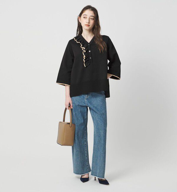 UNITED ARROWS「ミニマル Vネックフリル プルオーバー」|ニット・セーター|