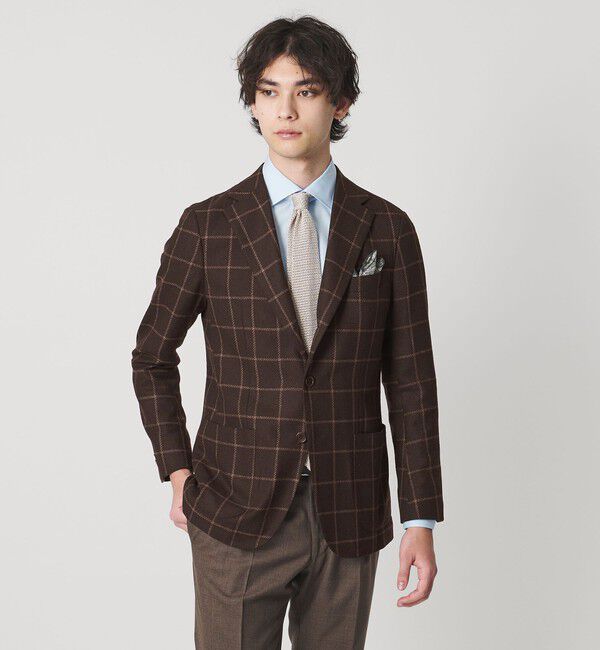 UNITED ARROWS「ブークレ ウィンドウペン シングル 3ボタン テーラードジャケット CーMODEL」|テーラードジャケット|DK.BROWN