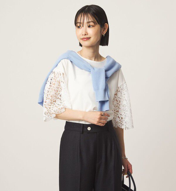 UNITED ARROWS green label relaxing「袖レース ドッキング プルオーバー カットソー」|Tシャツ・カットソー|