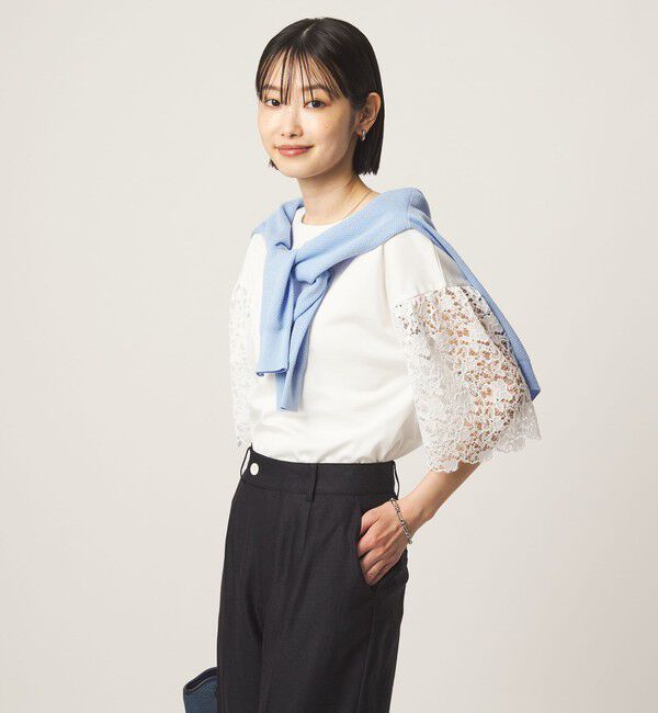 UNITED ARROWS green label relaxing「袖レース ドッキング プルオーバー カットソー」|Tシャツ・カットソー|