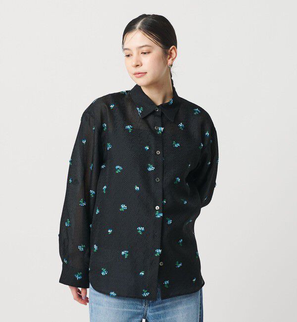 BEAUTY&YOUTH UNITED ARROWS「フラワーモチーフ ジャガード シャツ ウォッシャブル」|シャツ・ブラウス|