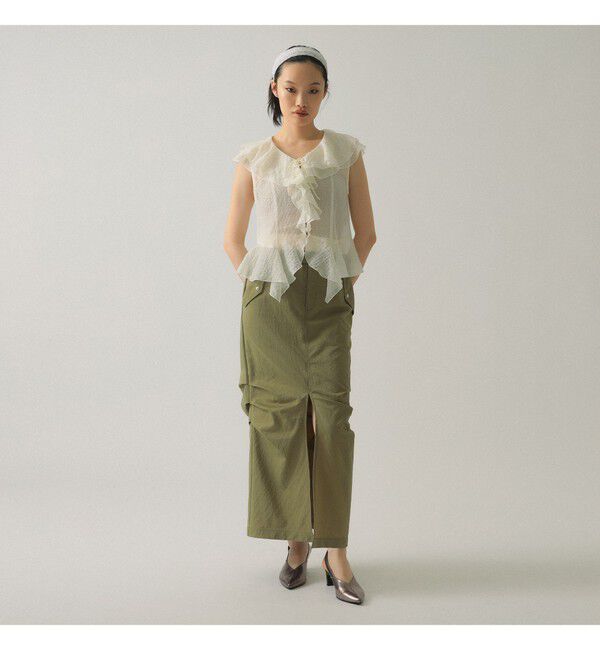 Ray BEAMS 「ラッフルカラー ノースリーブ ブラウス」|シャツ・ブラウス|