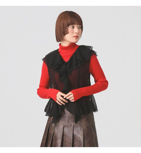 Ray BEAMS 「ラッフルカラー ノースリーブ ブラウス」|シャツ・ブラウス|