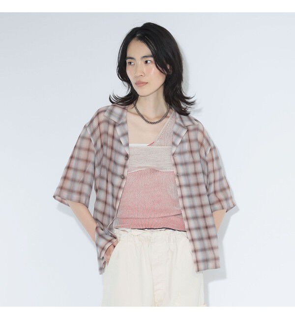 BEAMSBOY「maturely / ボイル チェック 5スリーブ シャツ」|シャツ・ブラウス|