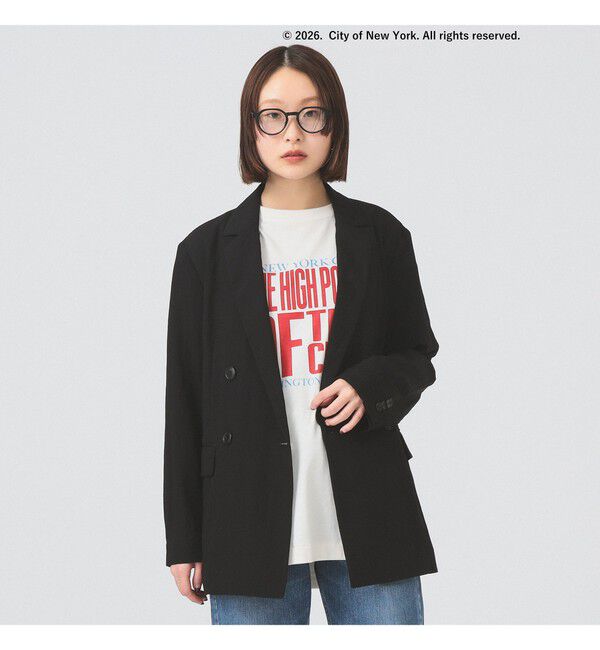 Ray BEAMS 「ソフトクリンクル 4ボタン ダブル ジャケット」|テーラードジャケット|BLACK