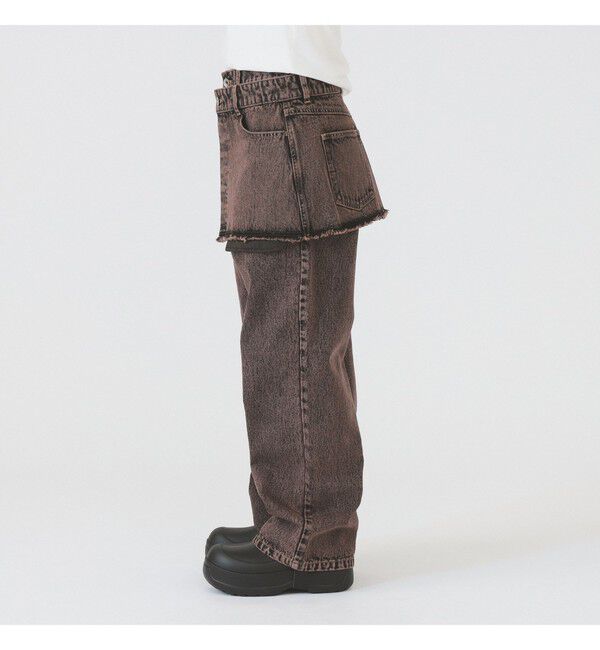 Ray BEAMS 「デニムスカート レイヤード パンツ」|デニム|