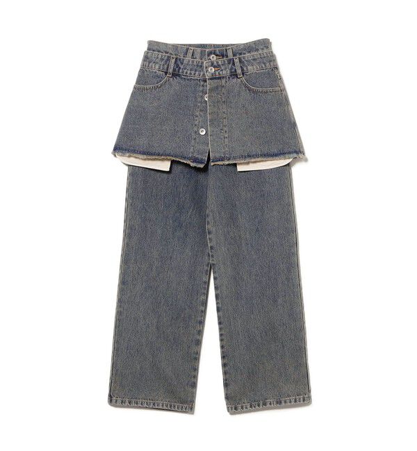 Ray BEAMS 「デニムスカート レイヤード パンツ」|デニム|