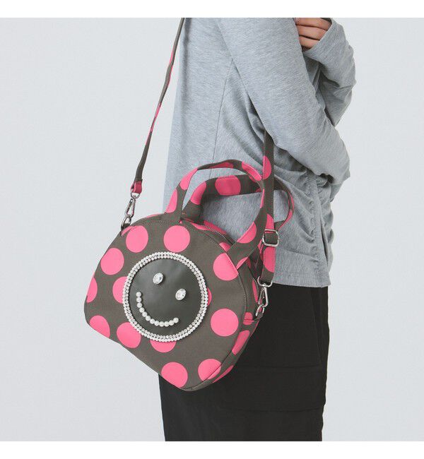 Ray BEAMS 「ECODECO / ドット 2way バッグ」|ショルダー・メッセンジャー|D.GREEN&times;PINK_DOT