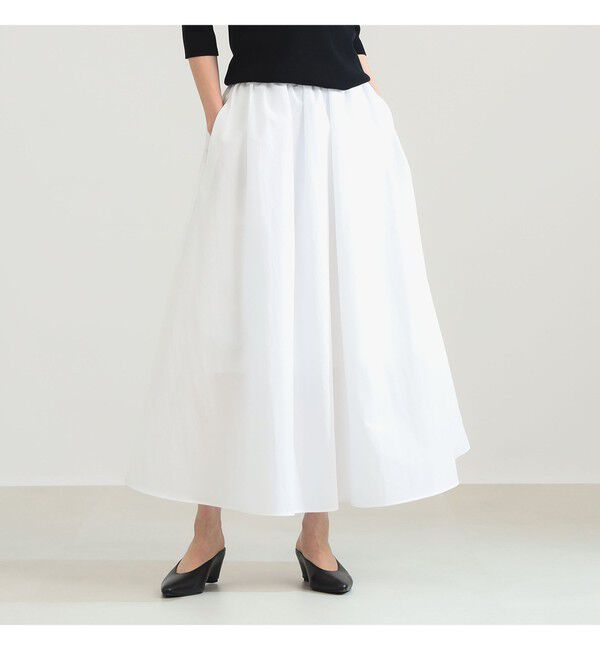 Demi-Luxe BEAMS 「コットン ナイロン タック ギャザー スカート」|スカート|WHITE
